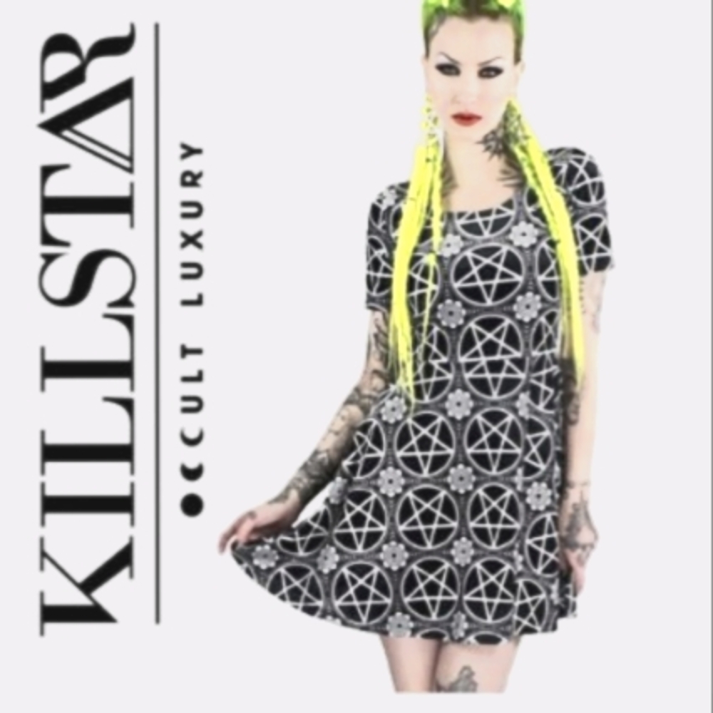 !SEXY KILLSTAR PENTAGRAM SKATER OCCULT DRESS!